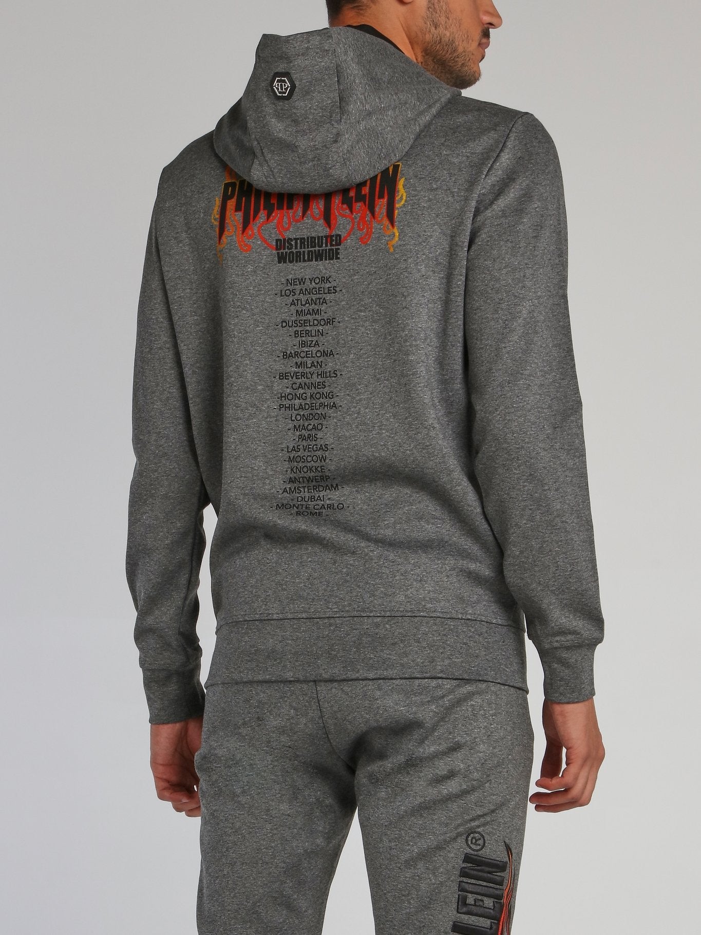 Grey Embroidered Drawcord Hoodie