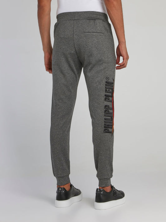 Grey Logo Embroidered Track Trousers