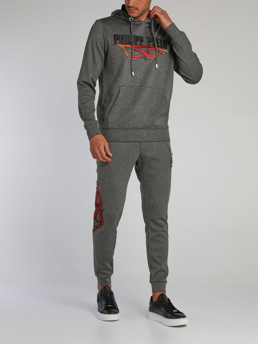 Grey Logo Embroidered Track Trousers