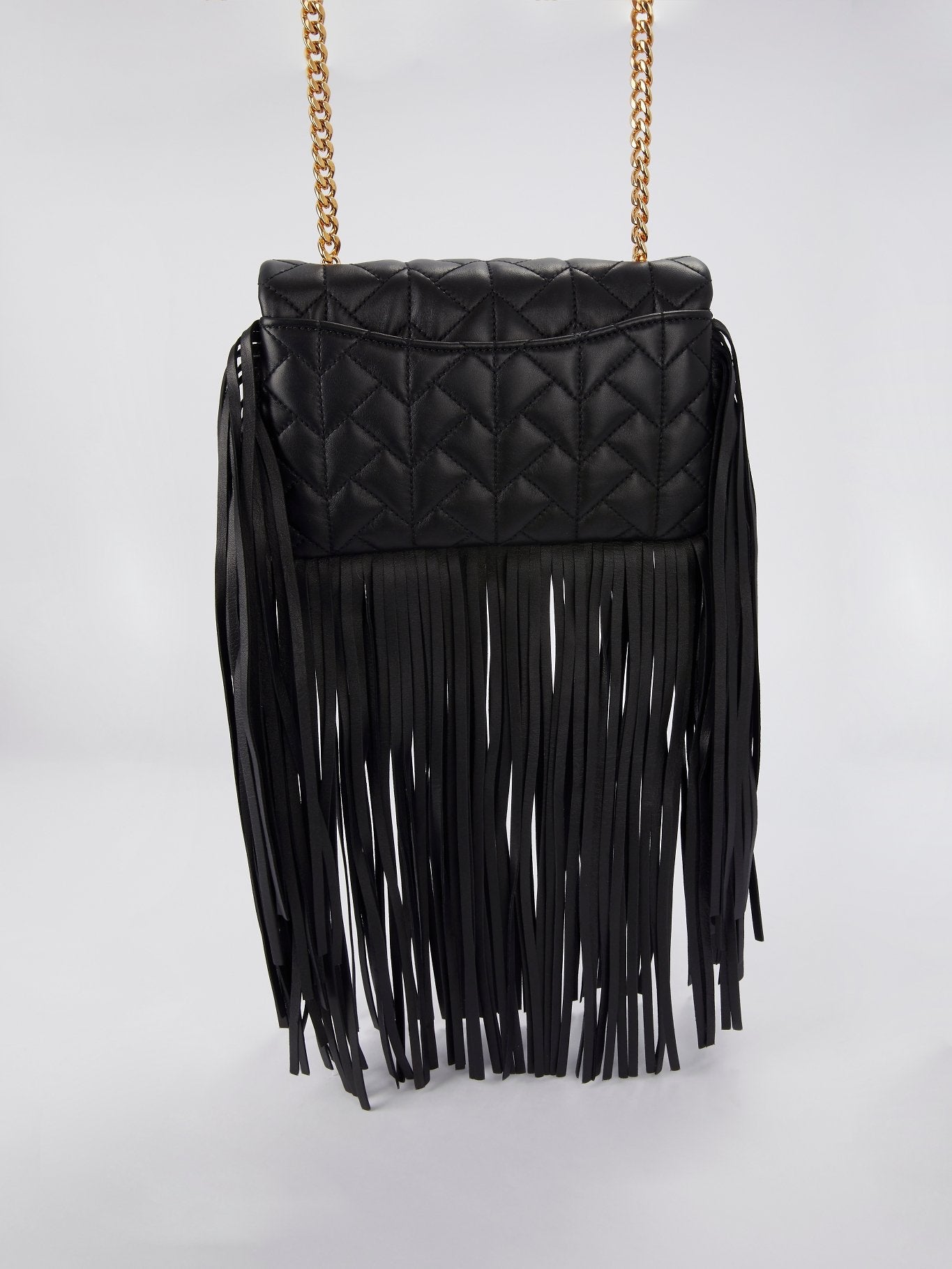 Black Fringe Nappa Shoulder Bag
