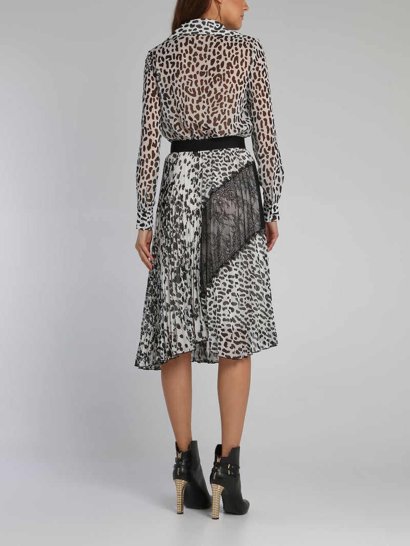 Leopard Print Accordion Midi Dress