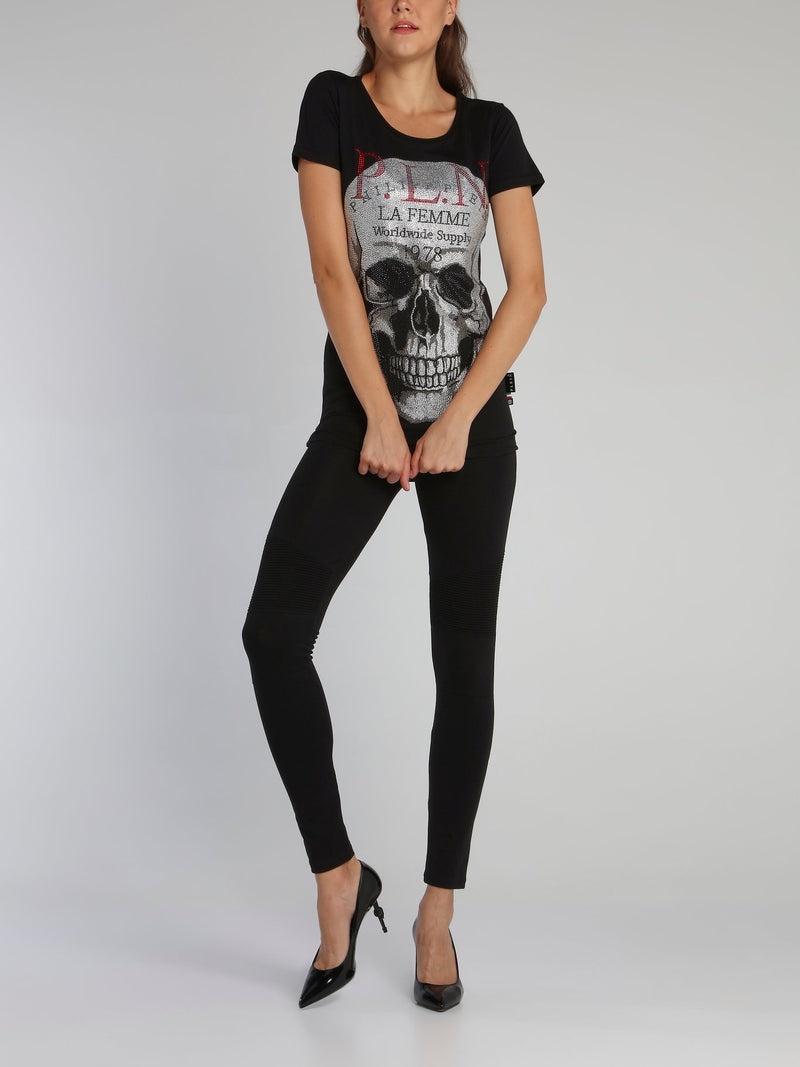 Black Crystal Skull Crewneck T-Shirt