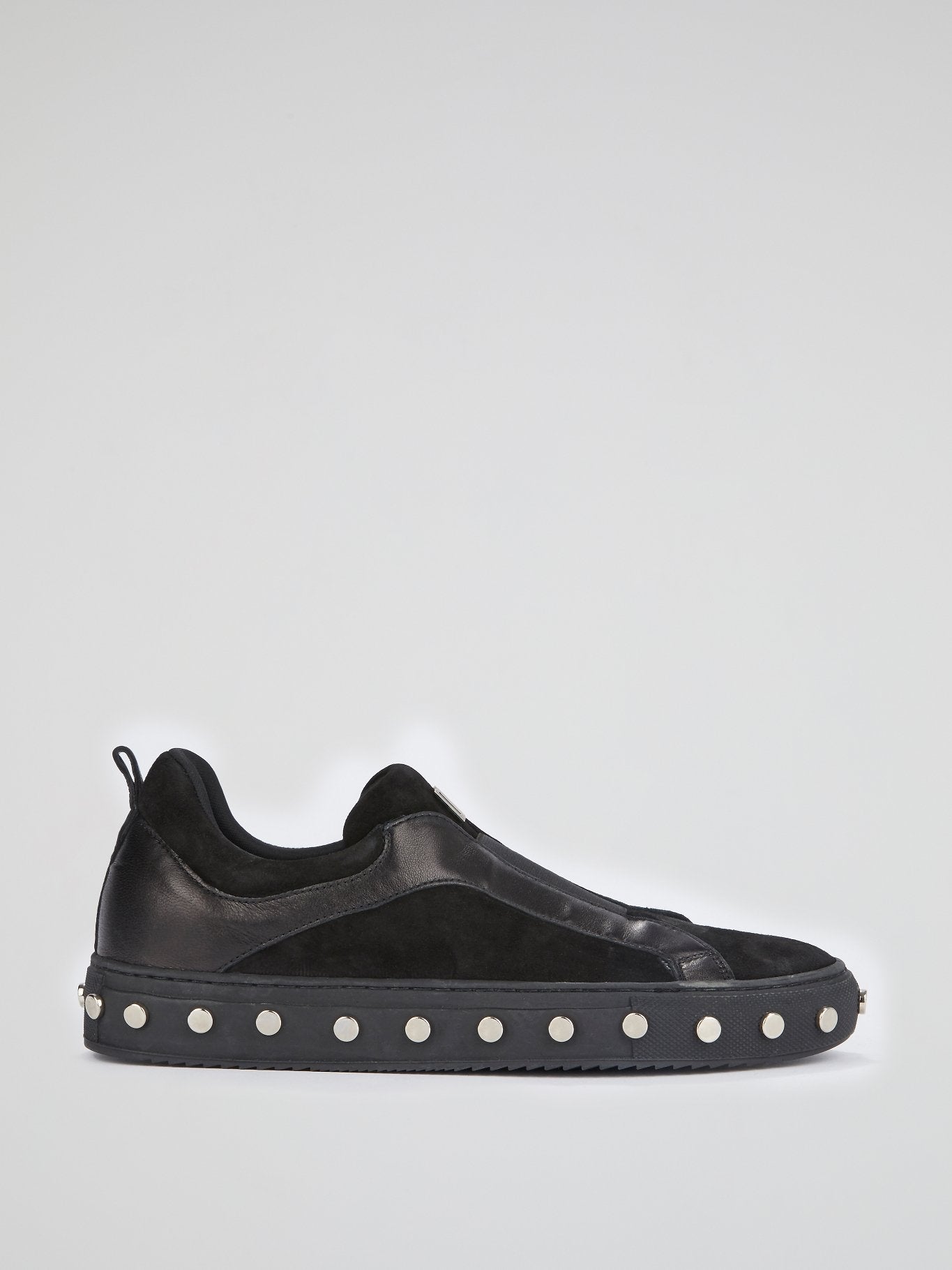 Black Studded Sole Slip On Sneakers