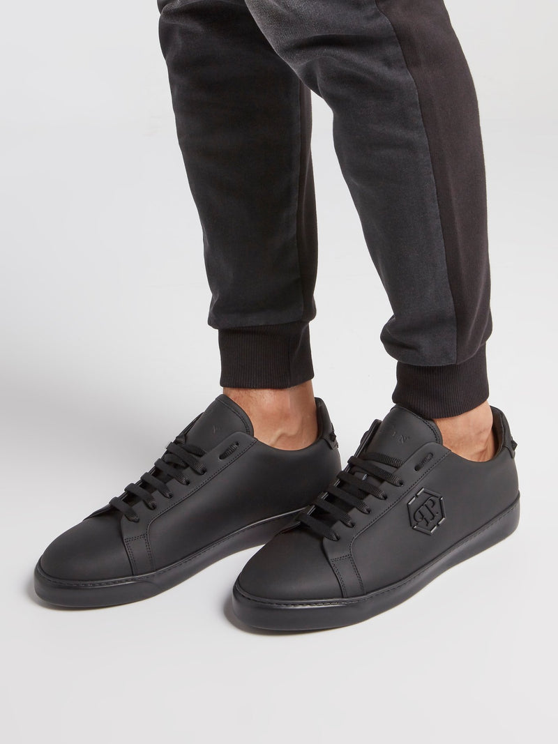 Black Logo Lace Up Sneakers