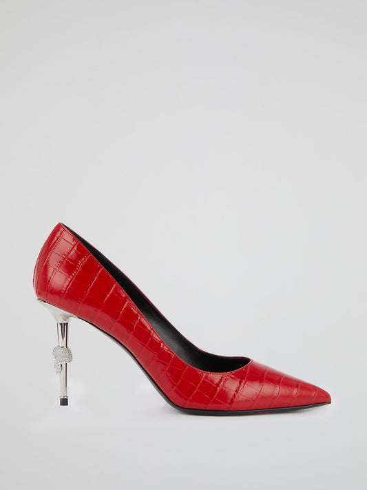 Red Skull Leather Pumps