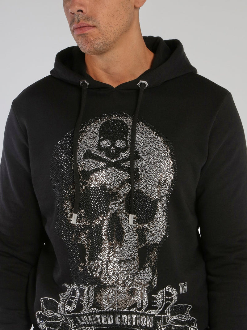 Black Studded Skull Hoodie Sweatshirt