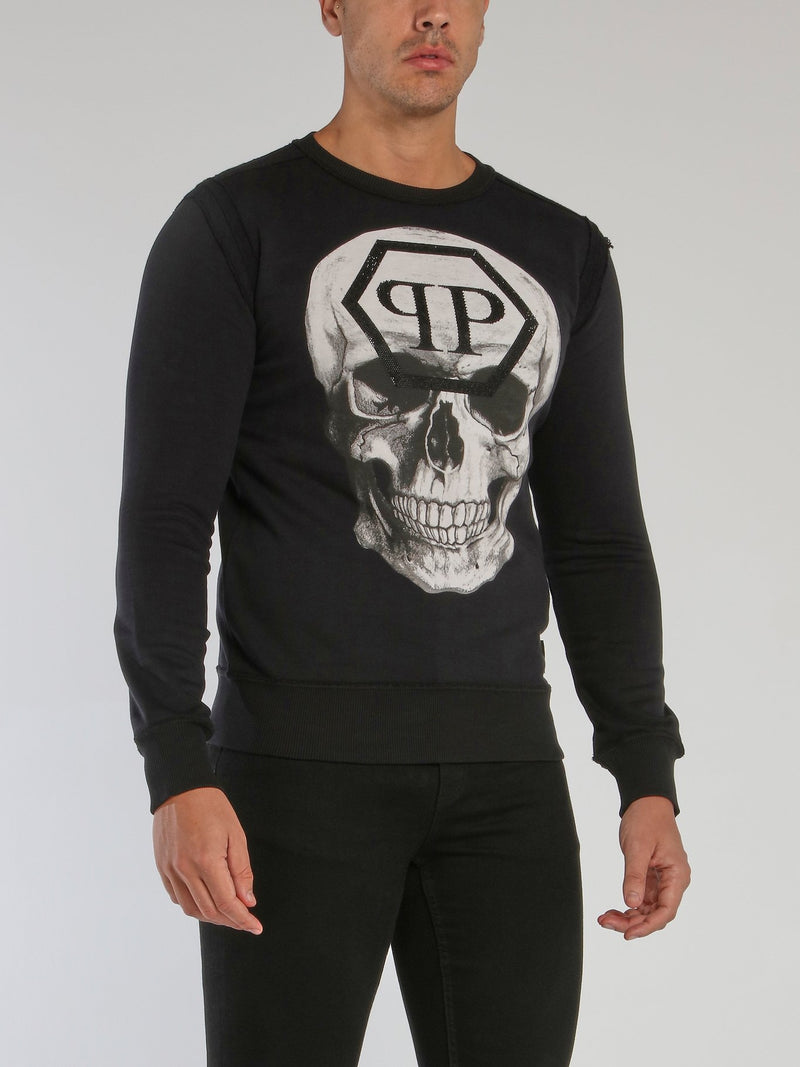 Black Reflective Monogram Skull Sweatshirt