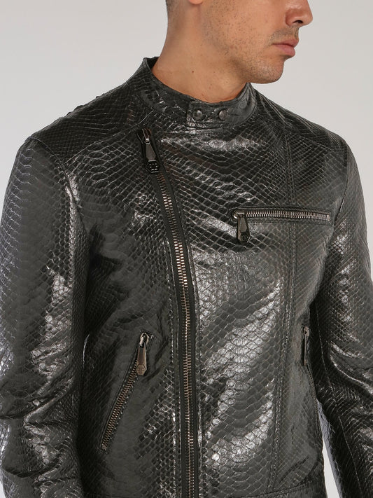 Black Reptile Moto Jacket
