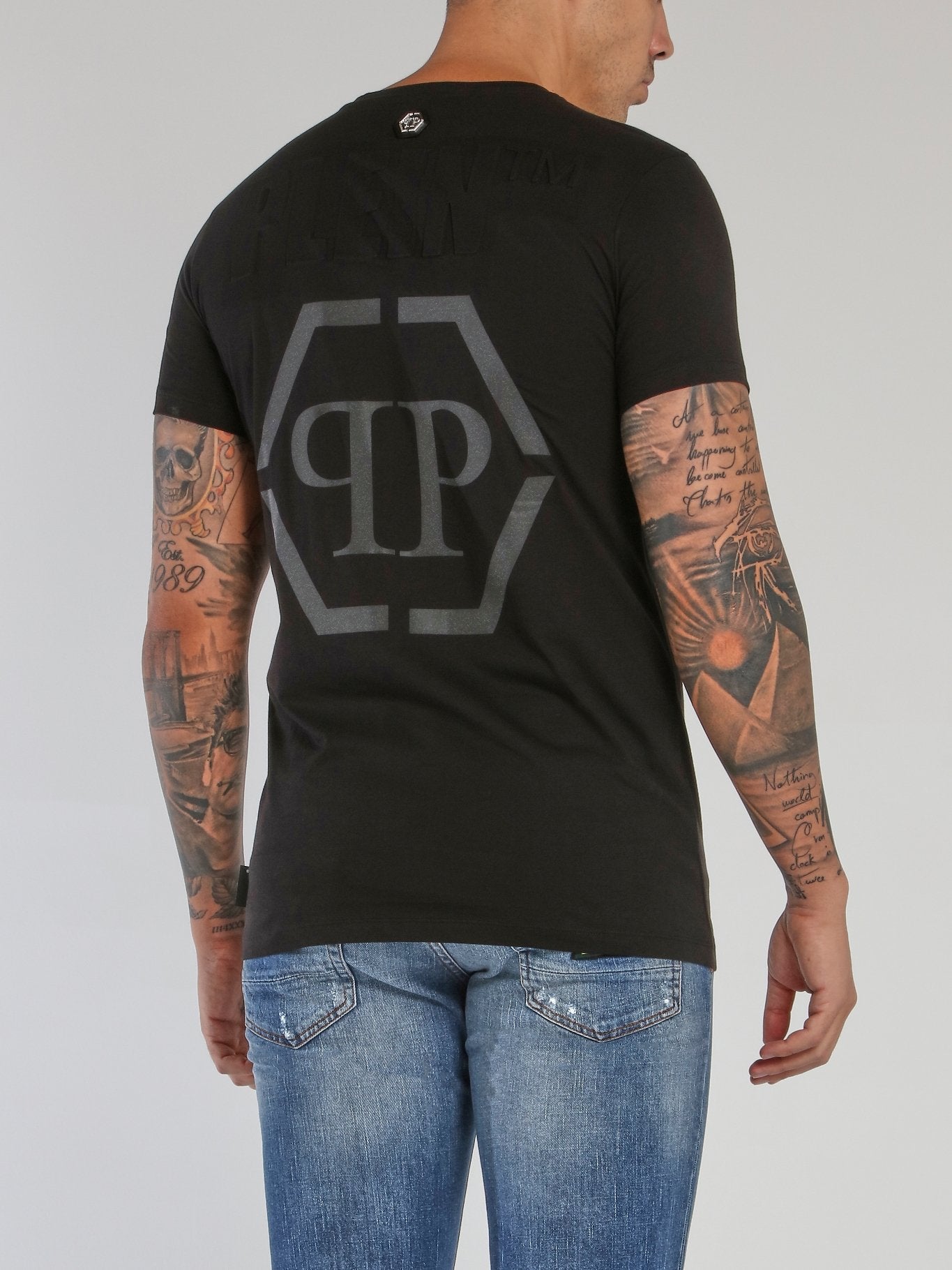 Black Reflective Monogram Skull T-Shirt
