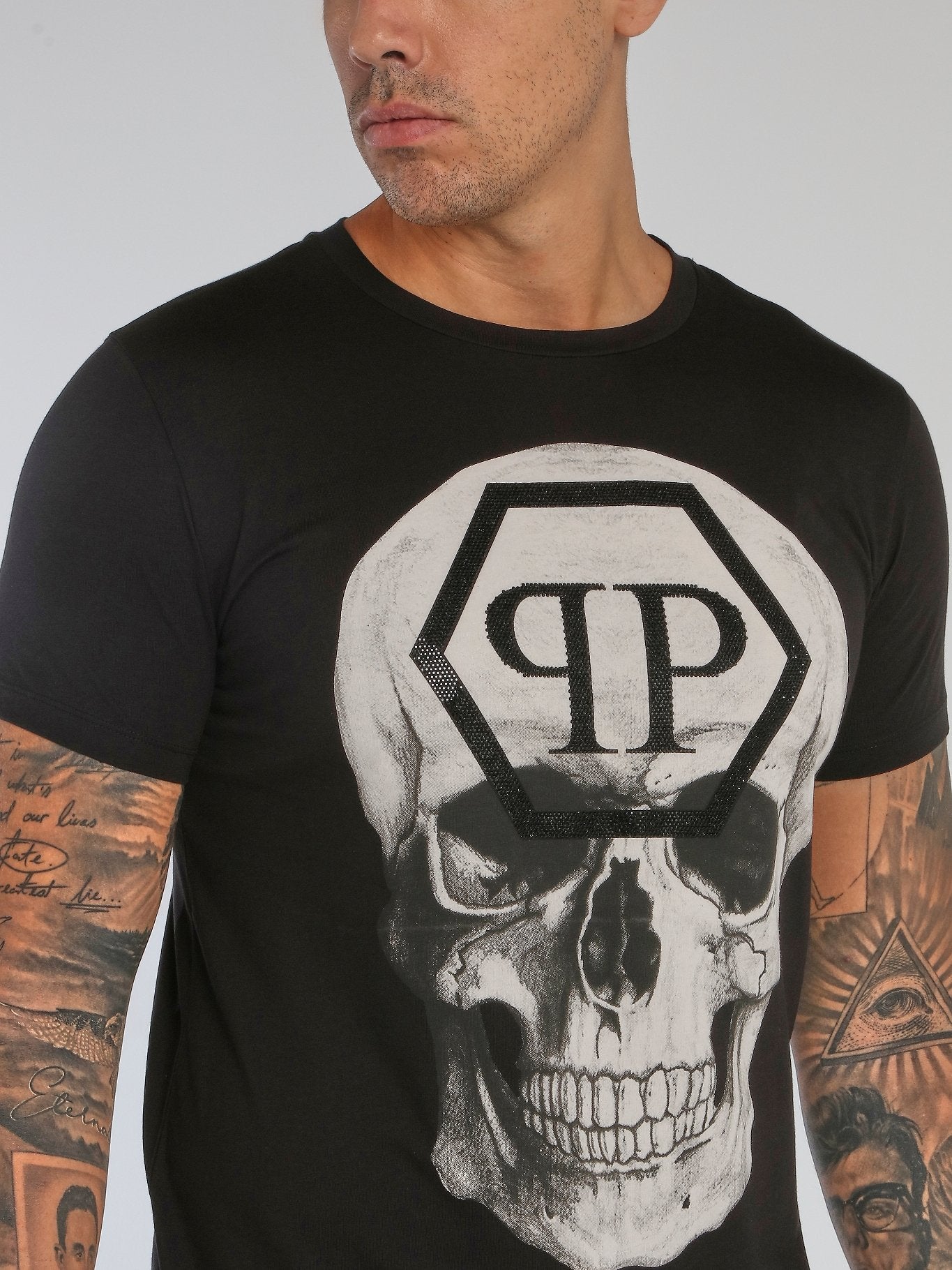 Black Reflective Monogram Skull T-Shirt