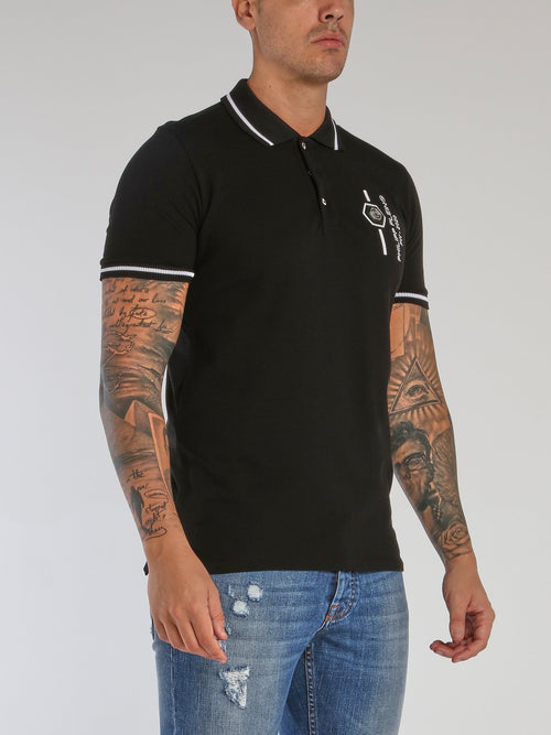 Black Ribbed Trim Polo Shirt
