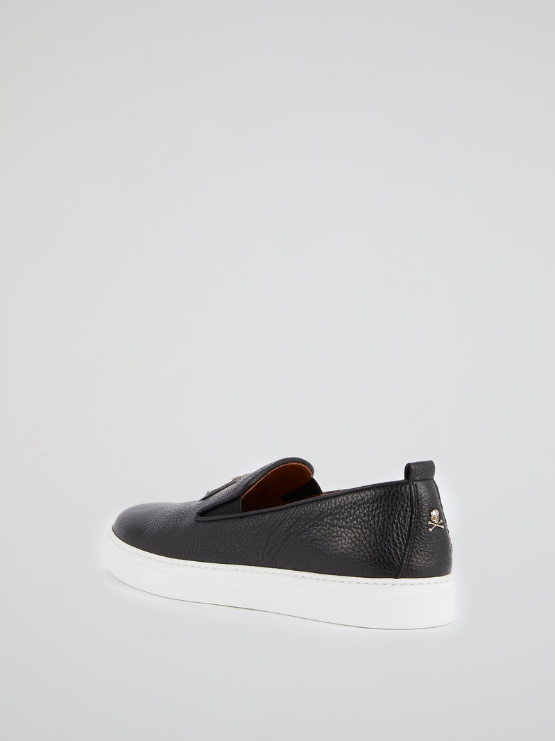 Black Monogram Patched Slip On Trainers