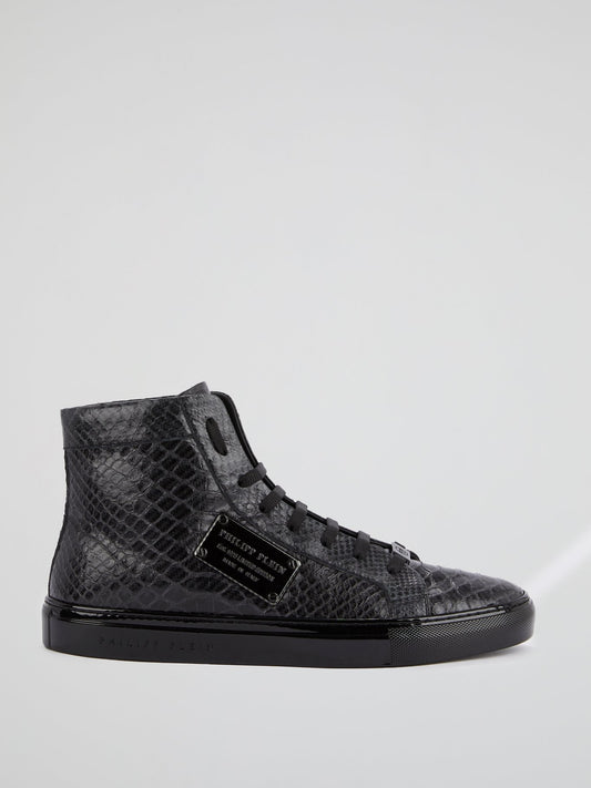 Black High Top Reptile Sneakers