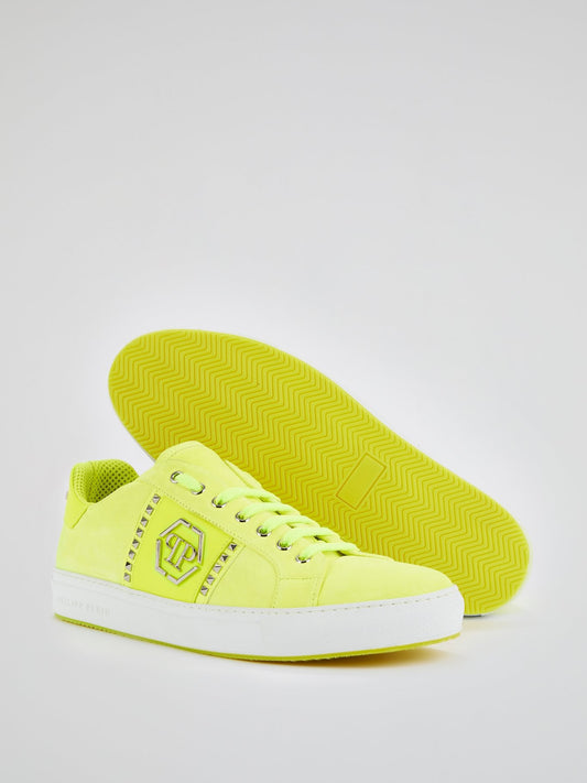 Chartreuse Low Top Suede Trainers