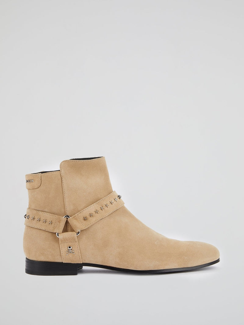 Beige Suede Ankle Boots