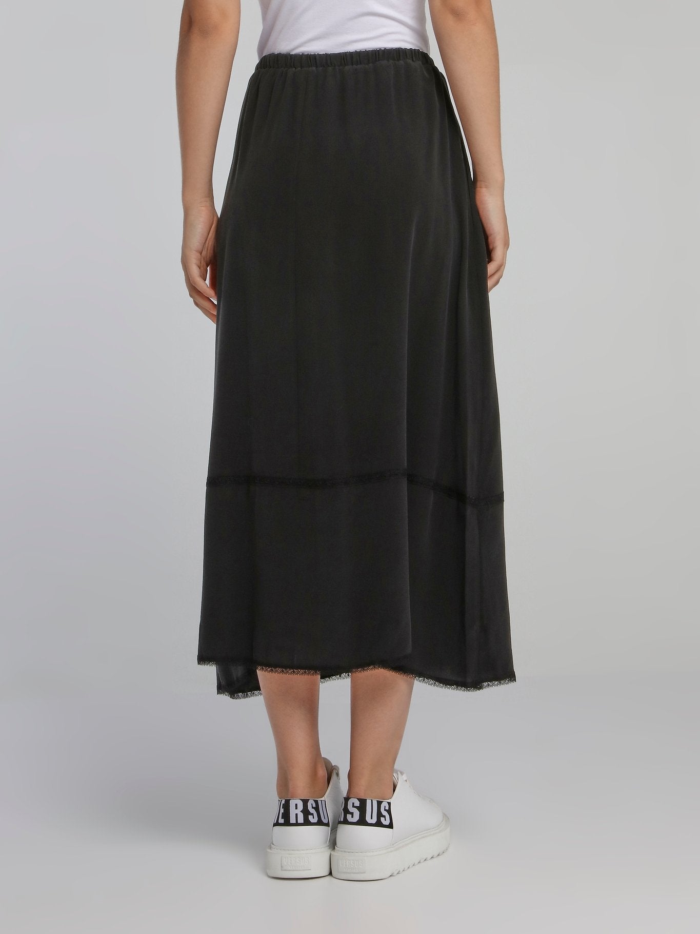 Marvin Black Waistband Midi Skirt