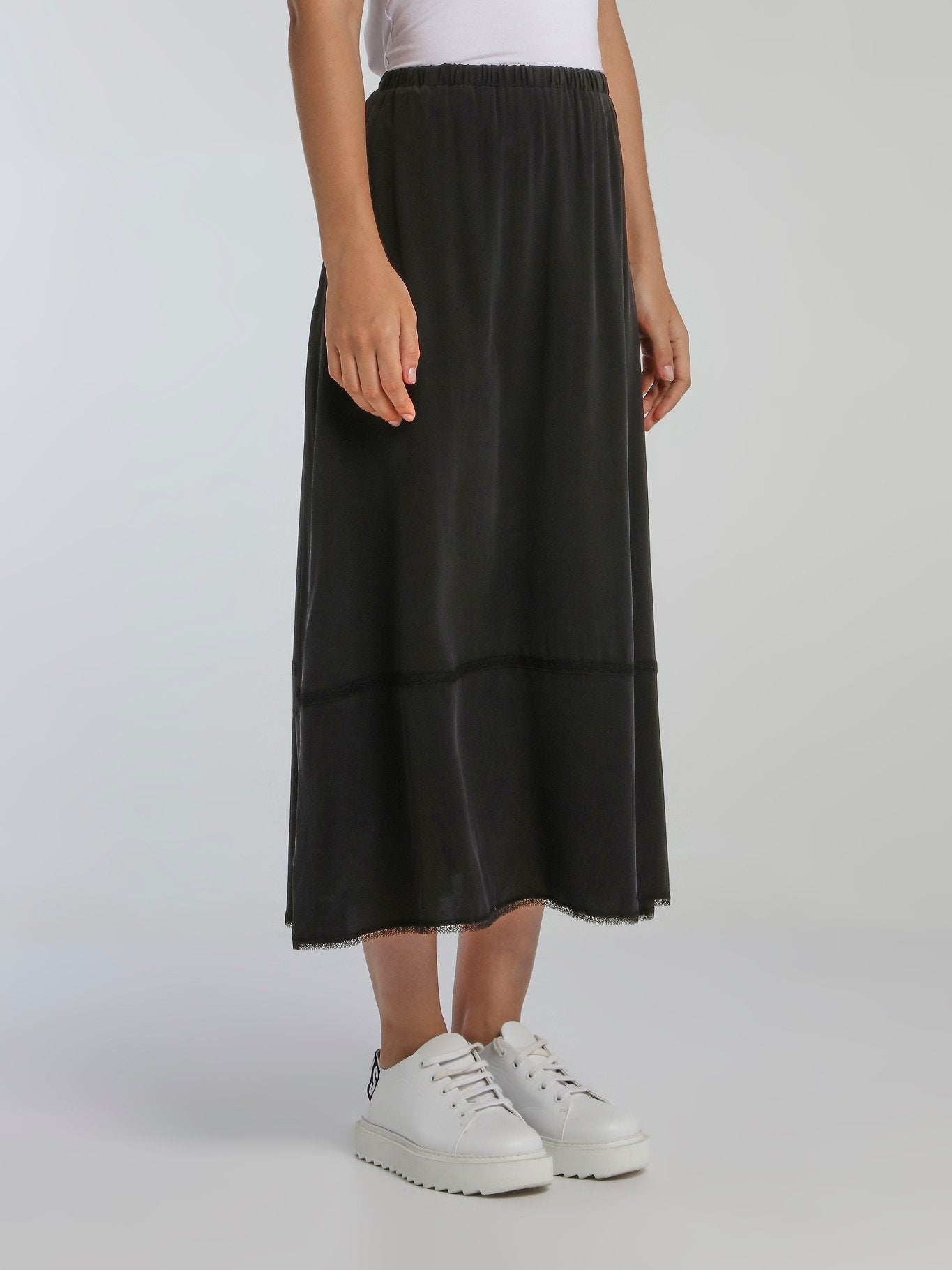Marvin Black Waistband Midi Skirt