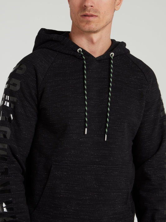 Black Logo Sleeve Hoodie Sweatshirt