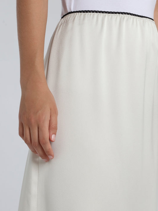 White High-Waist Column Midi Skirt