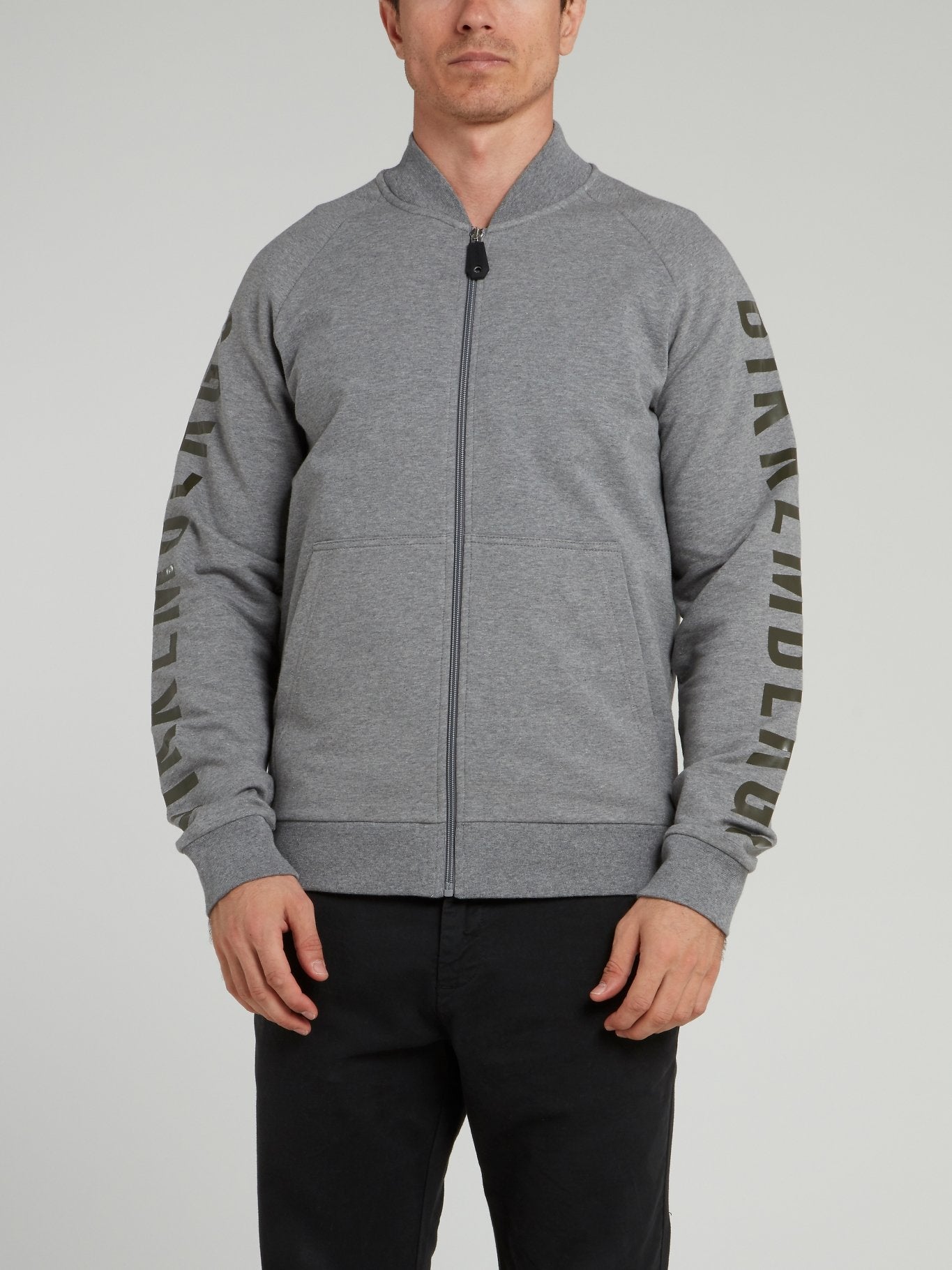 Grey Logo Sleeve Knitted Jacket