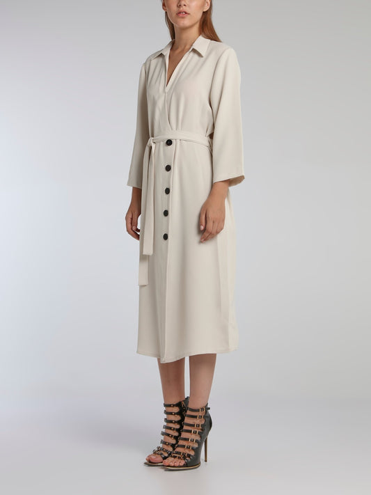 Lucia White Coat Midi Dress