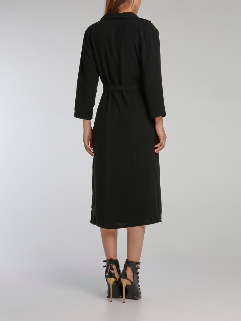 Lucia Black Coat Midi Dress