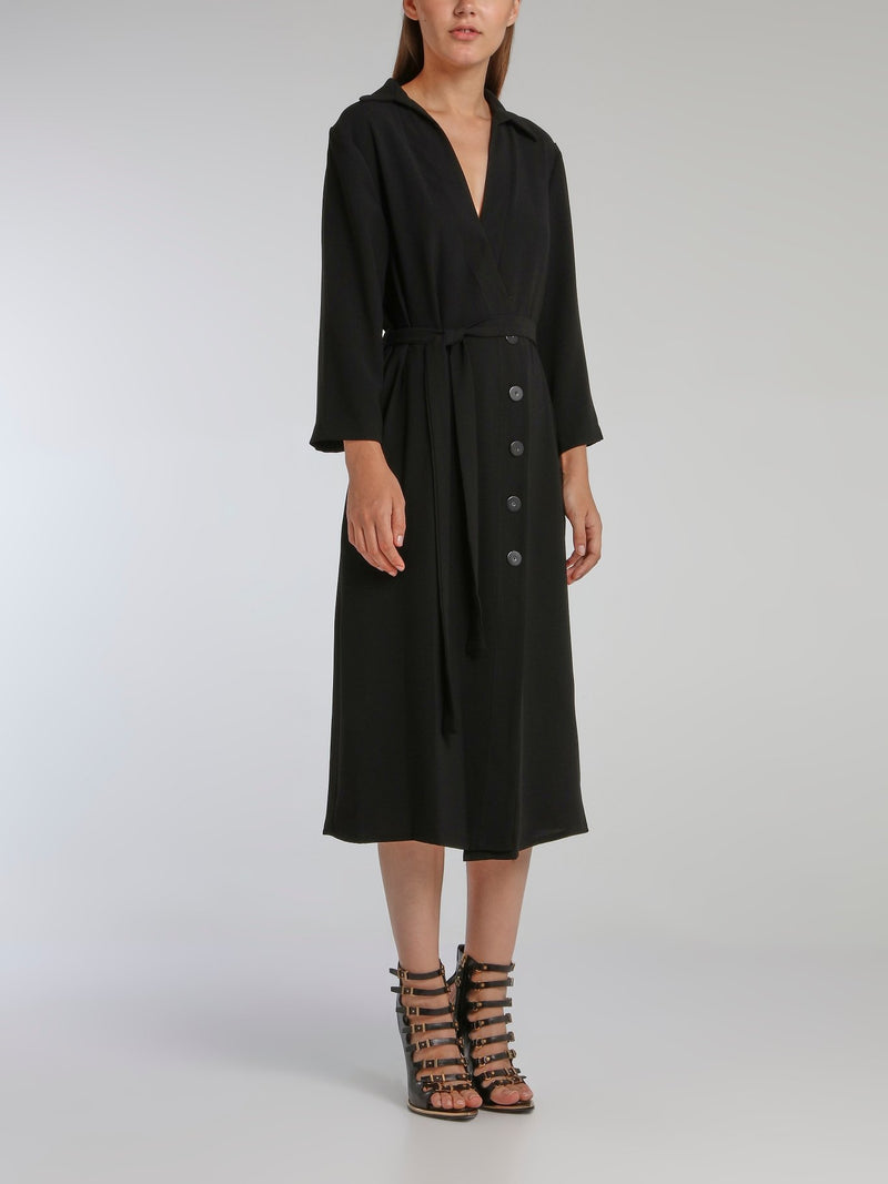 Lucia Black Coat Midi Dress