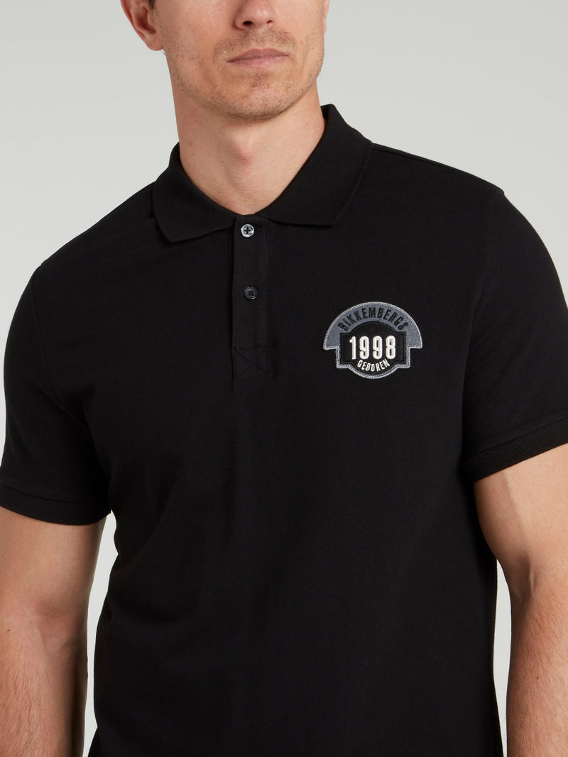 Black Logo Knitted Polo Shirt