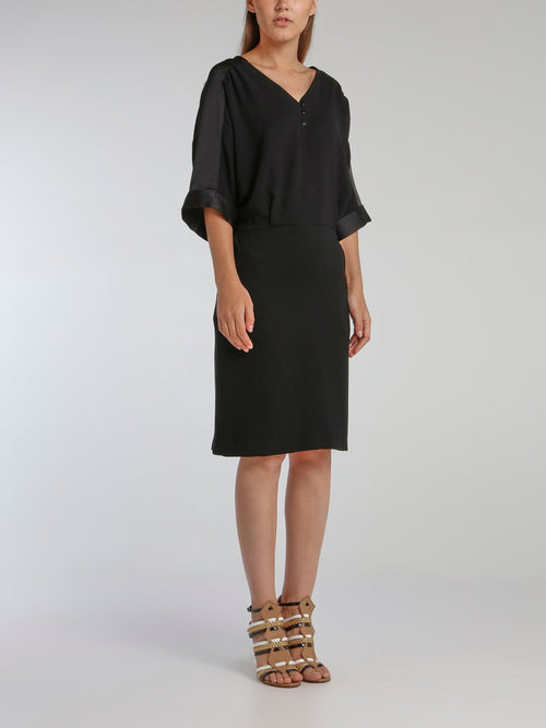 black 3 quarter sleeve dress Beyond Travel Three-Quarter Sleeve V Neck Dress - Jet Black