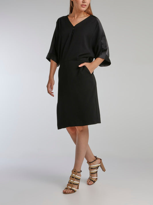 Vampas Black Three-Quarter Sleeve Dress