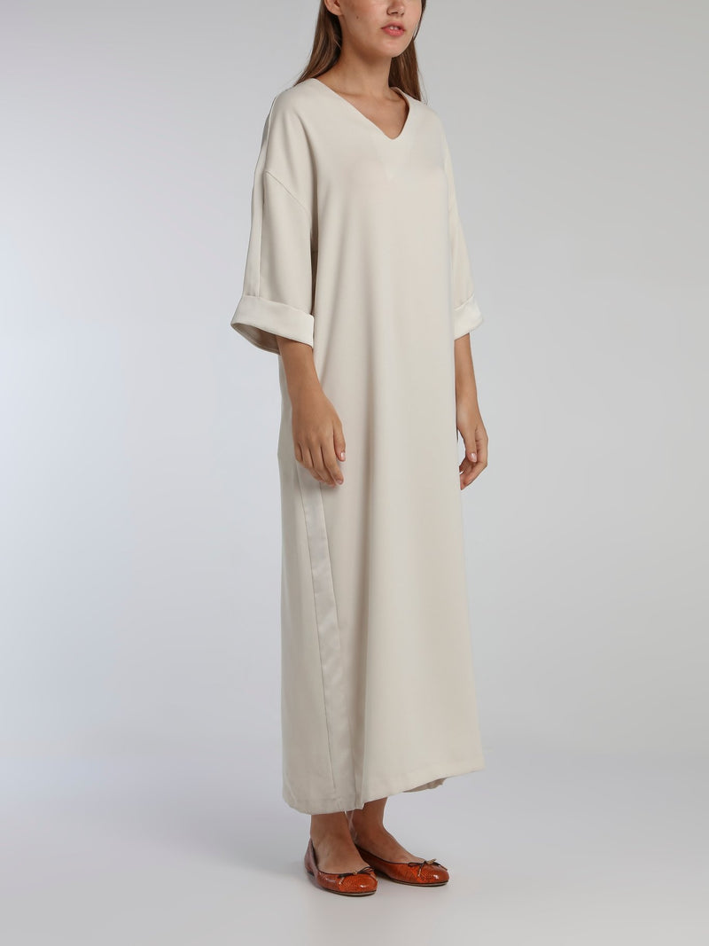 Shop Toupy Virginie White Crepe Satin Midi Dress Online M / White Shop Toupy Virginie White Crepe Satin Midi Dress Online M / White