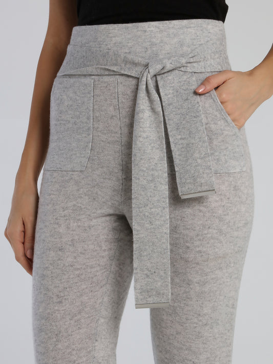 Babo Grey Tie Front Knit Pants