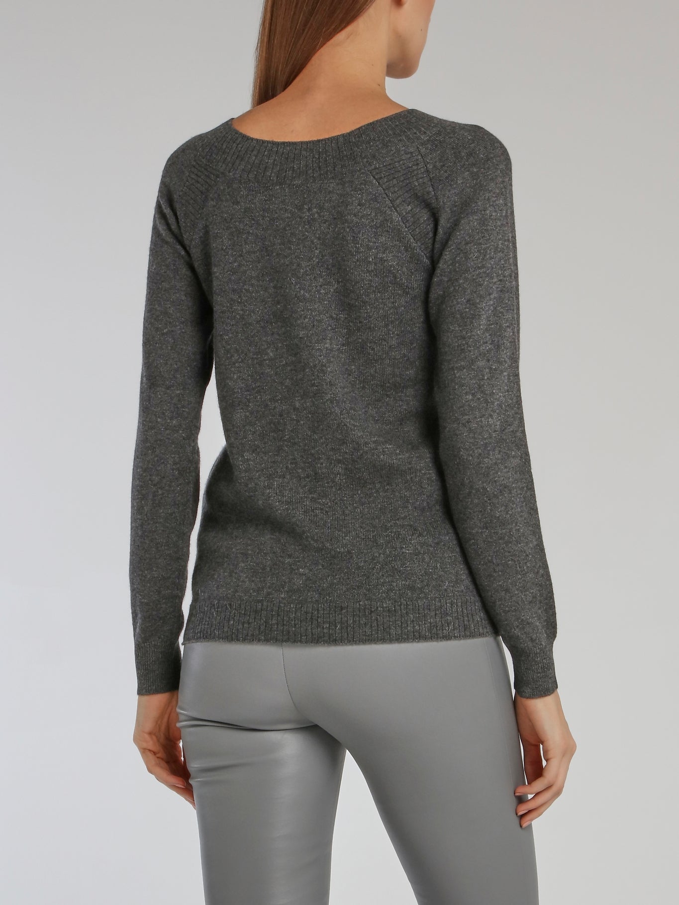 Marty Grey Fur Plastron Sweater