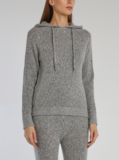 Paola Grey Knitted Hoodie Sweater