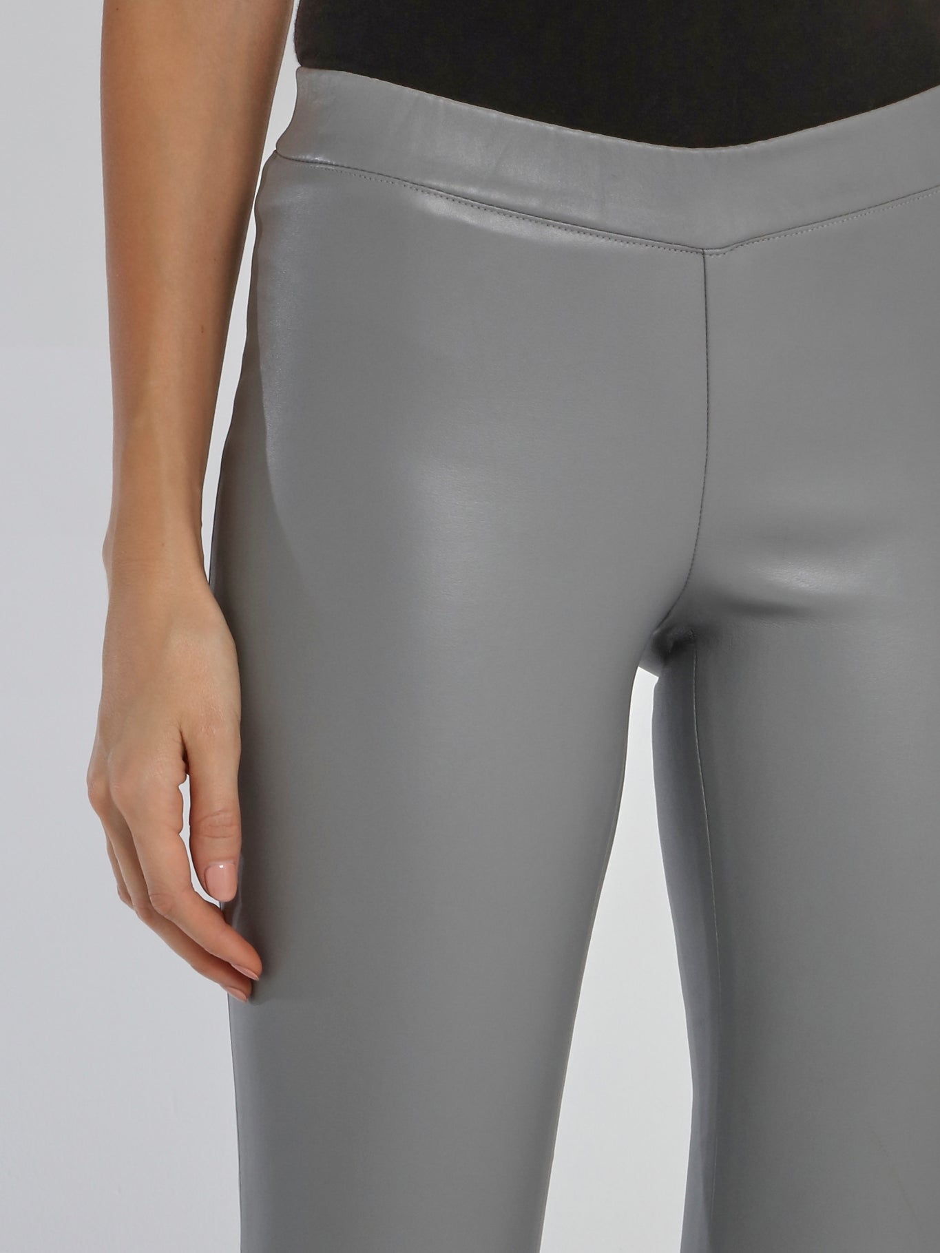 Grey Stretch Leather Leggings