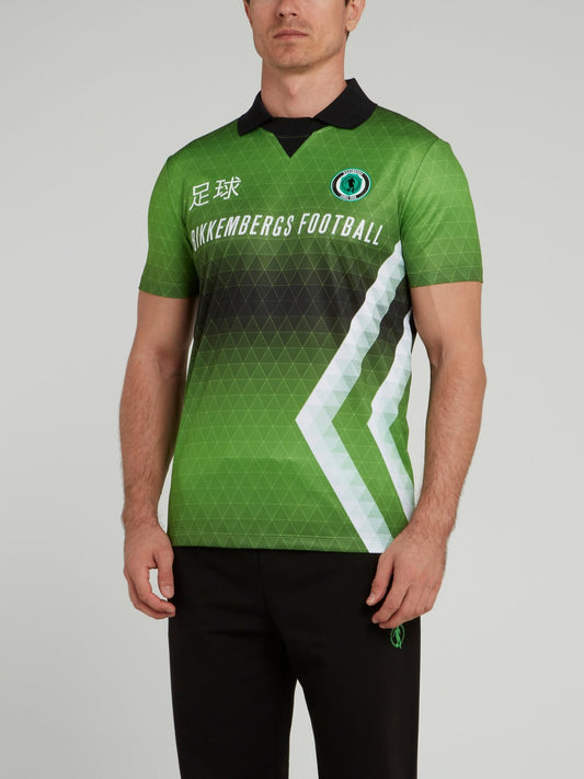 Green Sports Geometric Polo Shirt