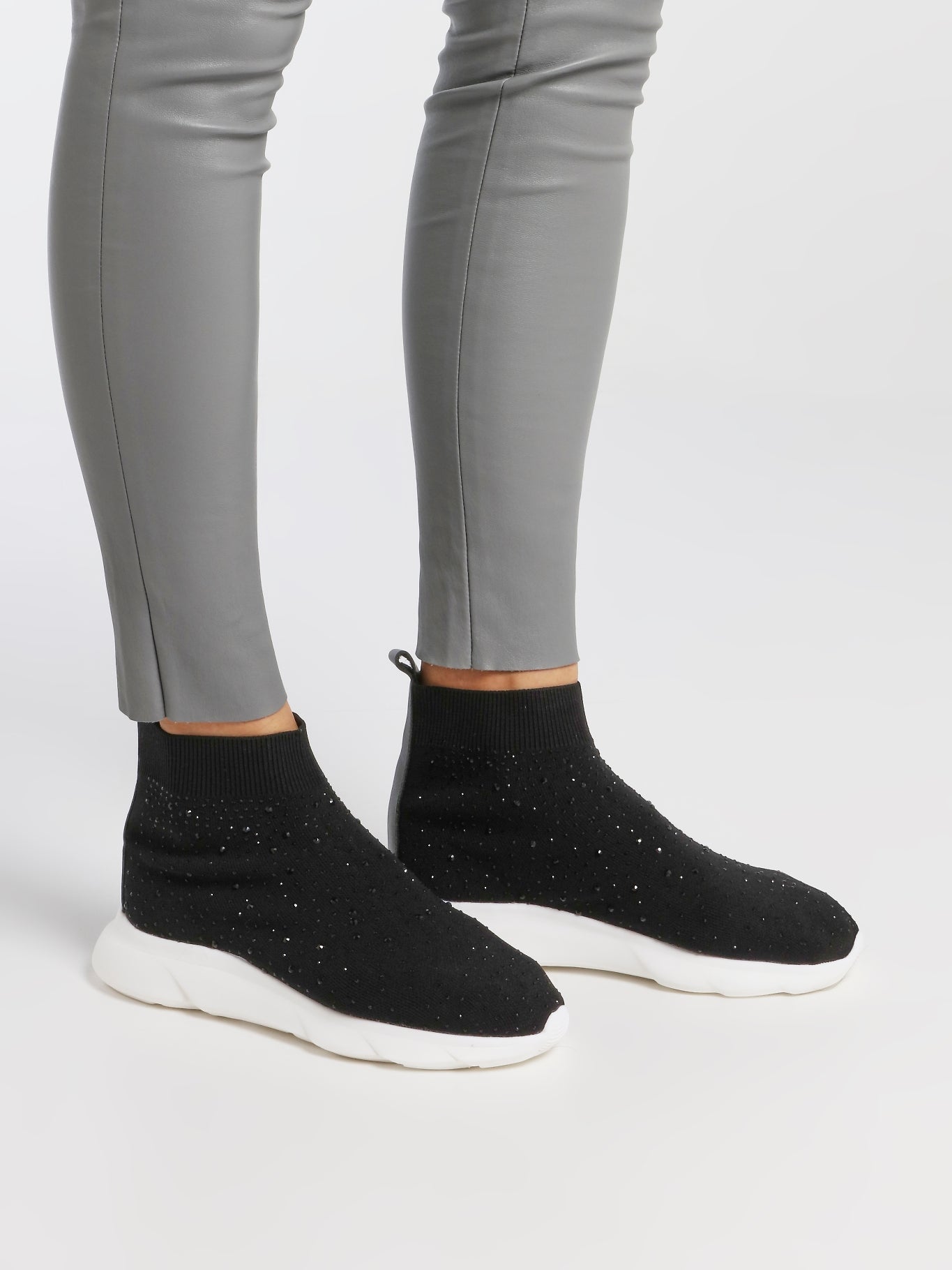 Black Multi-Stud Sock Runner Sneakers