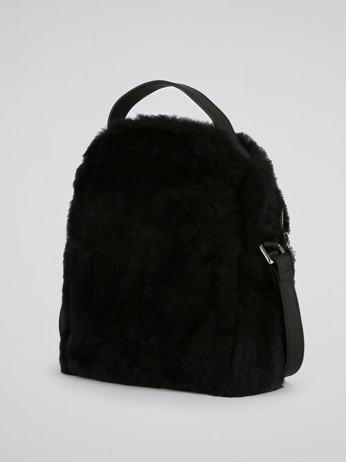 Black Wool Mini Backpack