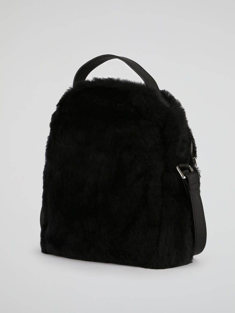 Black Wool Mini Backpack