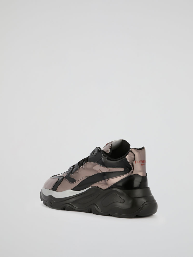 Metallic Leather  Platform Sneakers