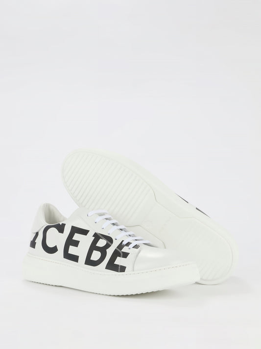 White Logo Leather Trainers