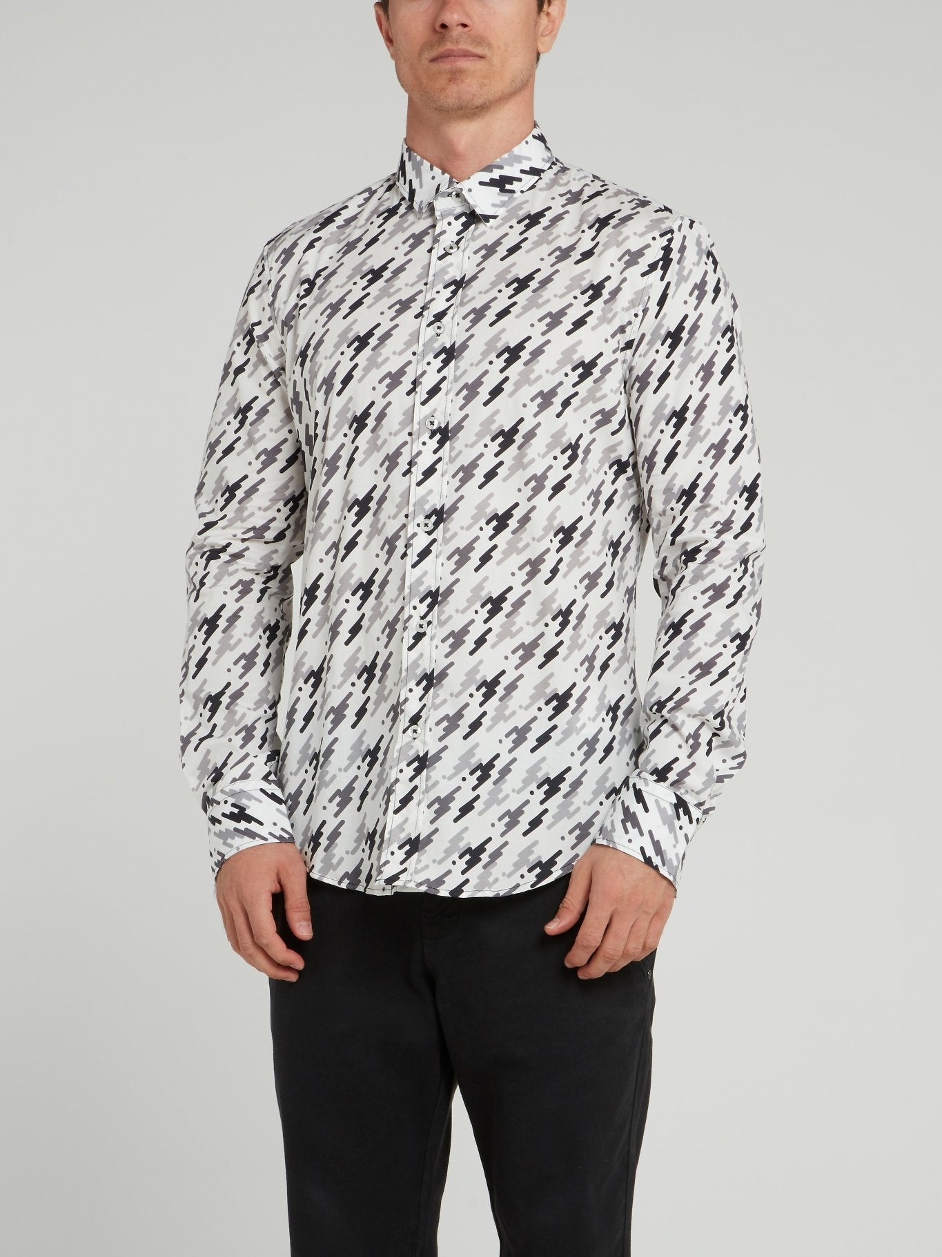 White Pattern Print Shirt