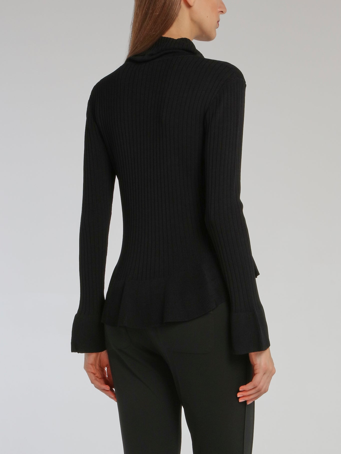 Black Cowl Neck Peplum Sweater Top