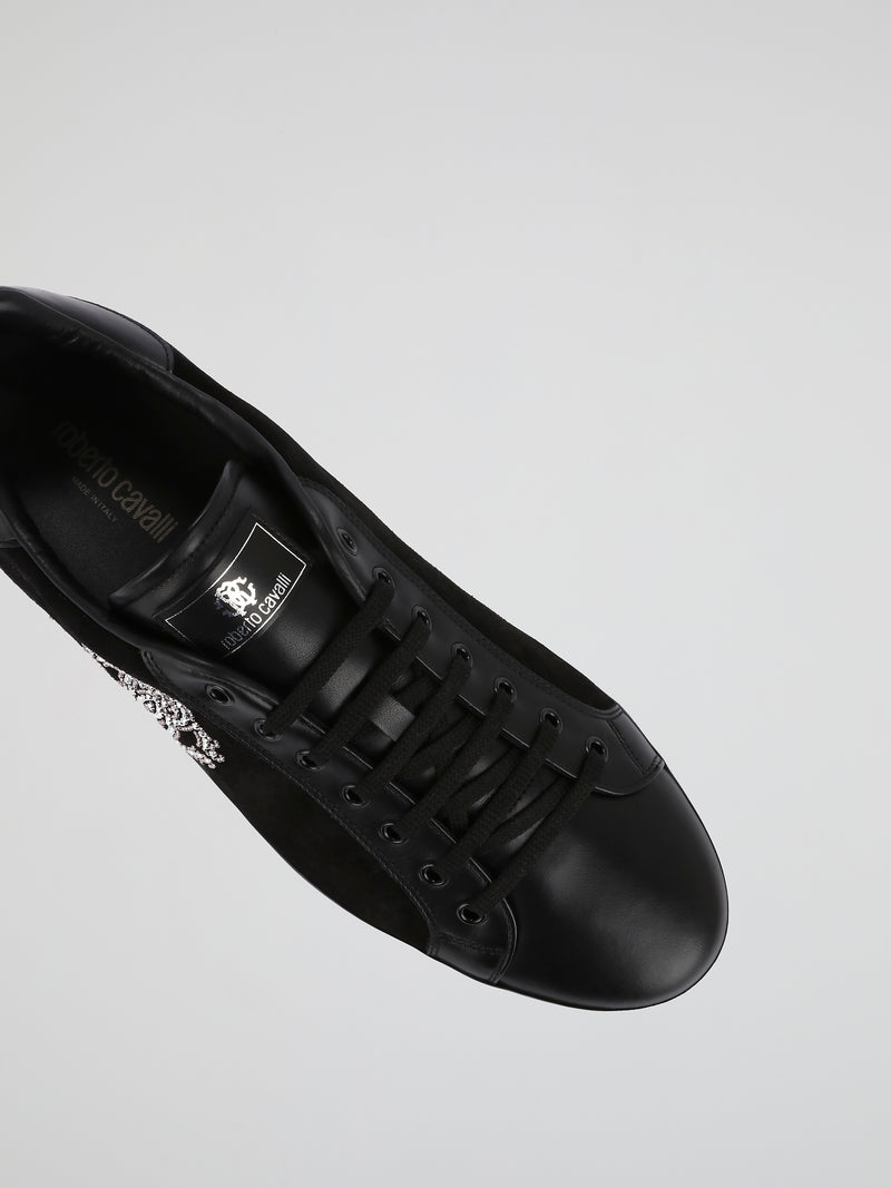 Black Studded Monogram Sneakers