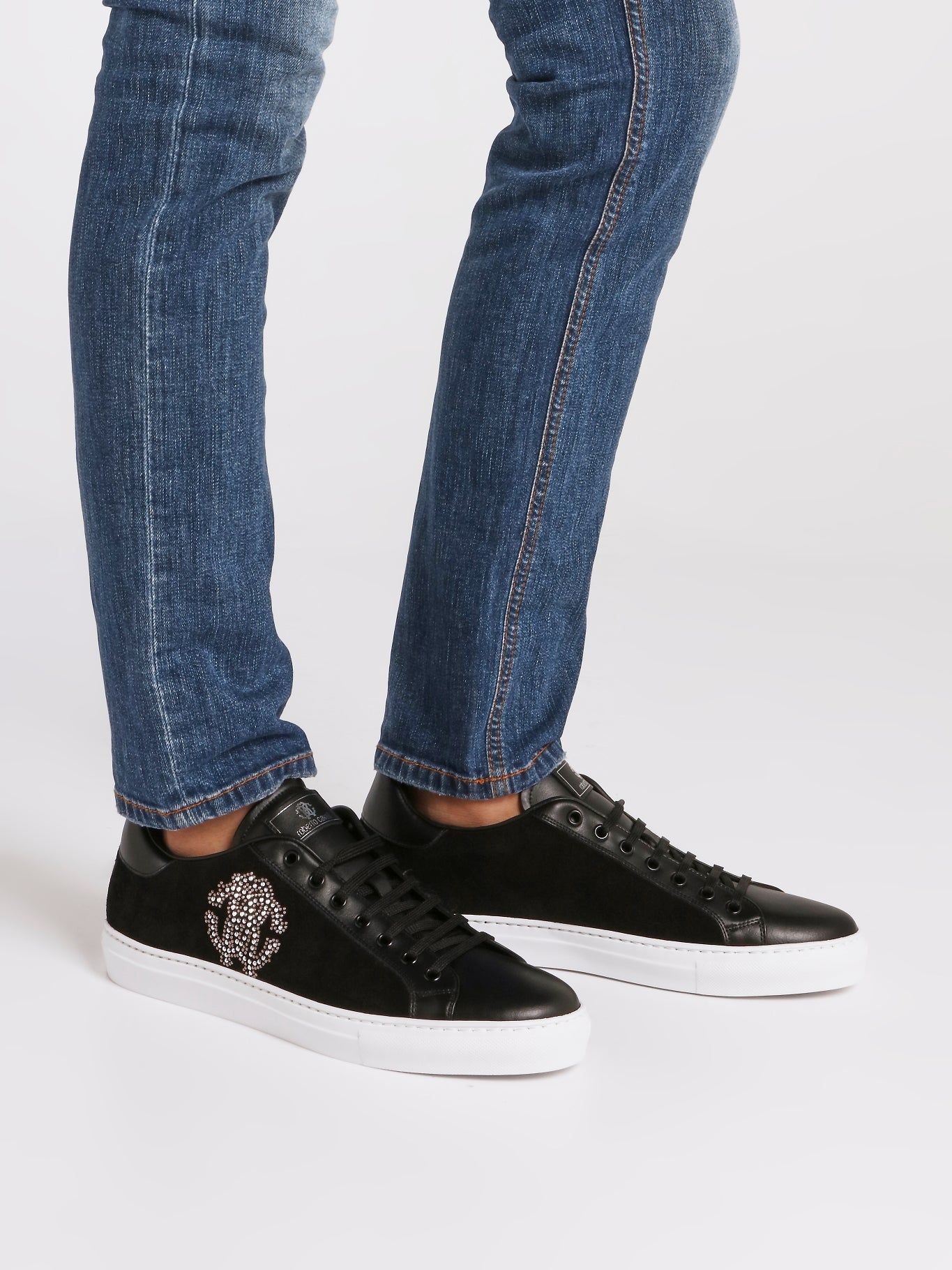 Black Studded Monogram Sneakers
