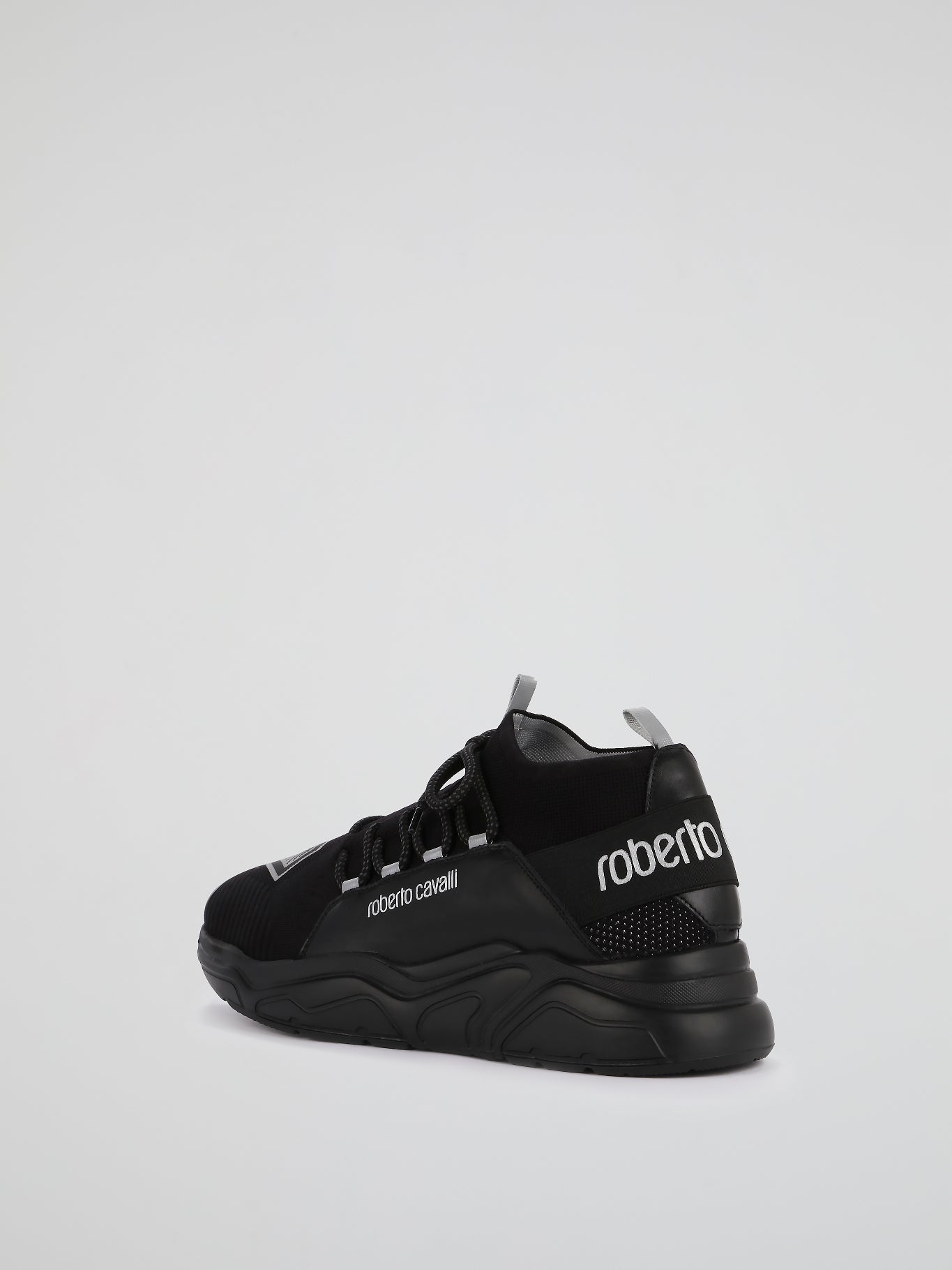 Black Contrast Logo Strap Runner Sneakers