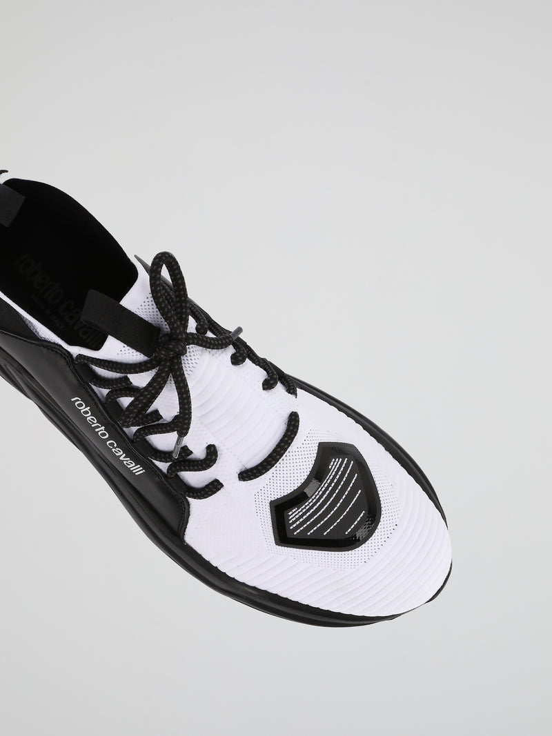 White Mesh Panel Contrast Sneakers