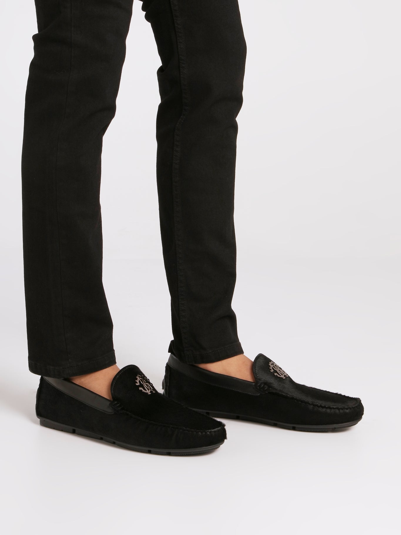 Black Goat Hair Loafers
