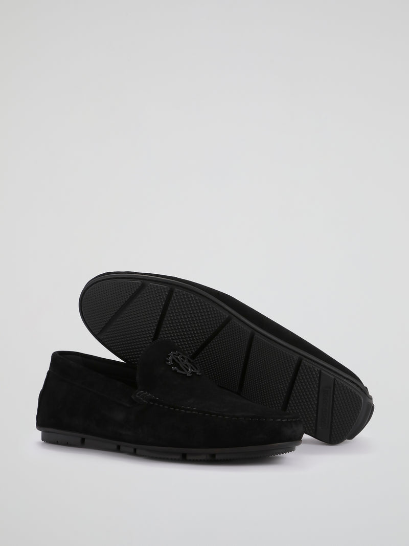 Black Monogram Velvet Loafers