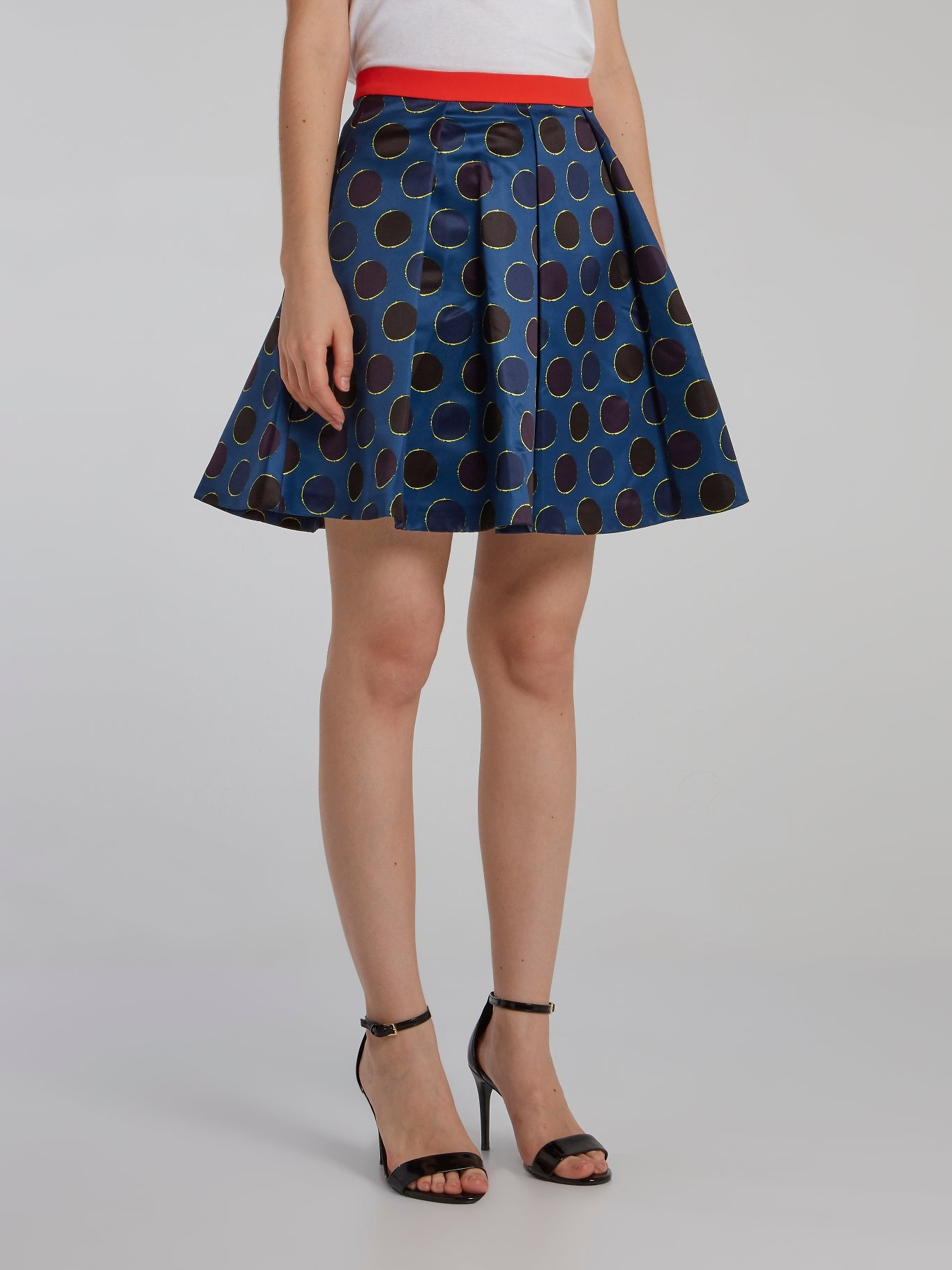 Polka Dot Box Pleated Mini Skirt